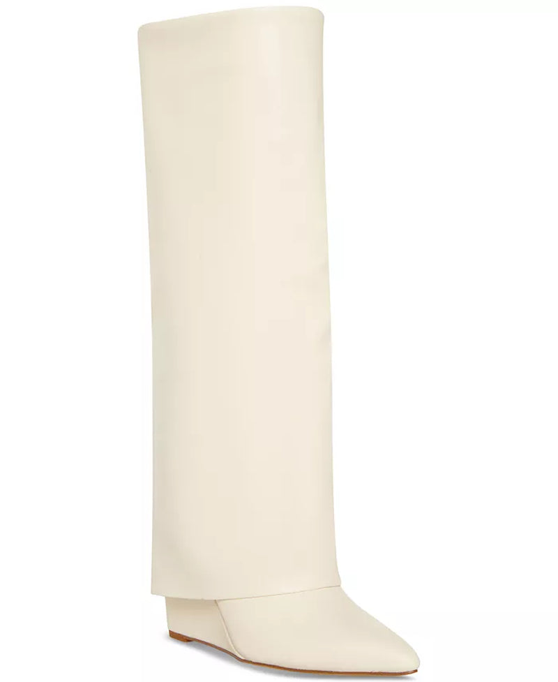 Evander Fold-Over Cuffed Knee High Wedge Dress Boots