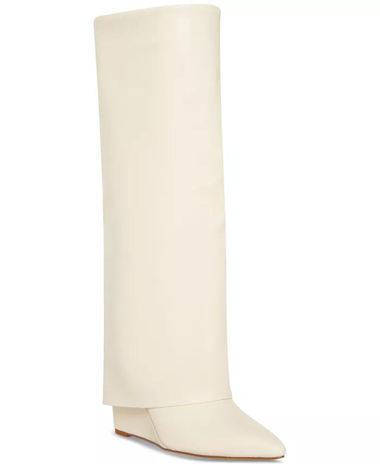 Evander Fold-Over Cuffed Knee High Wedge Dress Boots