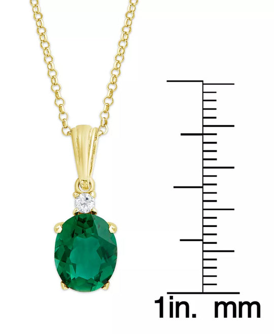 Green Quartz (2-3/8 Ct. T.W.) & White Topaz Accent 18" Pendant Necklace in 18K Gold-Plated Sterling Silver