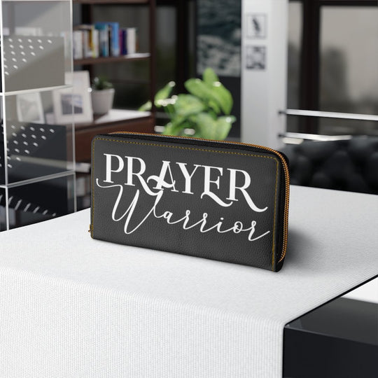 Womens Wallet, Zip Purse, Black & White Prayer Warrior