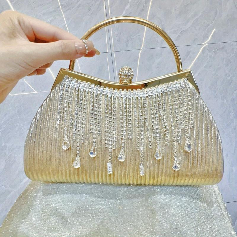 Ladies Sparkle Tassel Dinner Bag, Party Dress Handbag, One Shoulder Crossbody Party Bag, Shell Clutch Bag