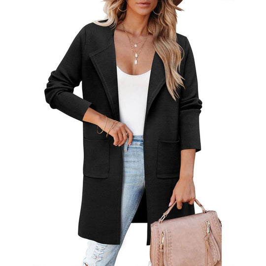 Magritta Womens 2024 Fall Open Front Knit Cardigan Long Sleeve Lapel Coat Casual Solid Classy Sweater Jacket S-3XL