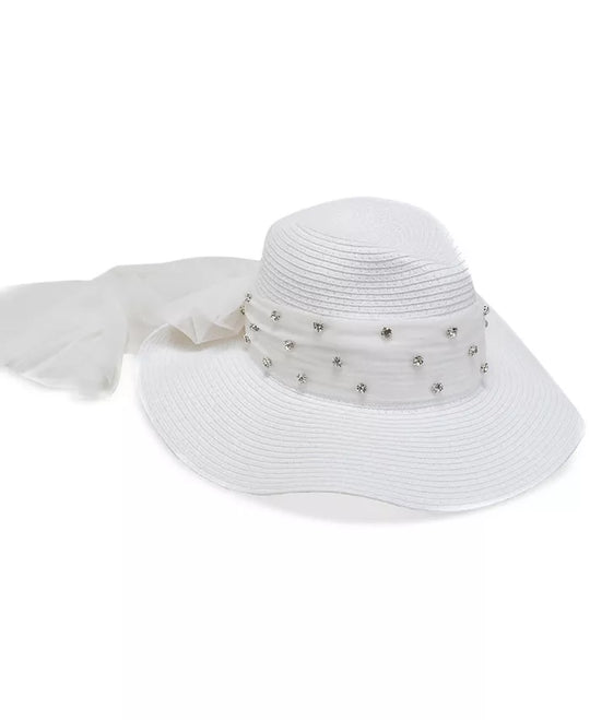 Women'S Rhinestone Bow Panama Hat