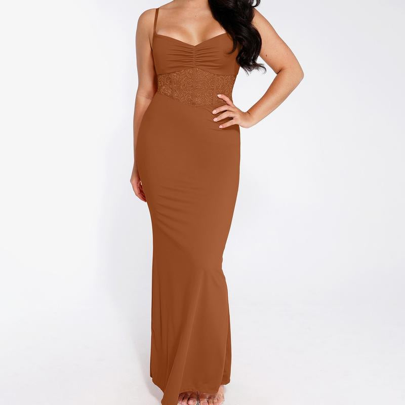 The Popilush Shapewear Mermaid Hem Lace Slip Maxi Dress