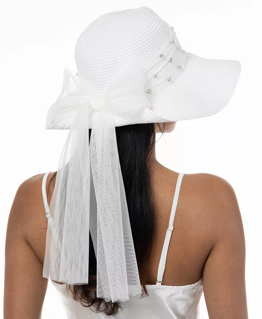 Women'S Rhinestone Bow Panama Hat