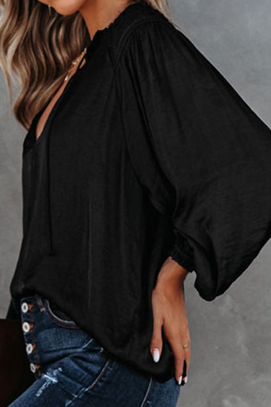 Tie Neck Long Sleeve Blouse