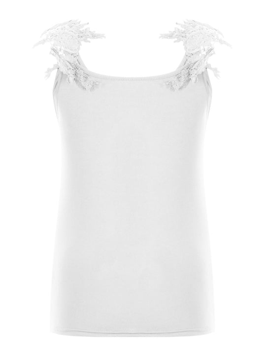 Full Size Lace Detail Scoop Neck Tank