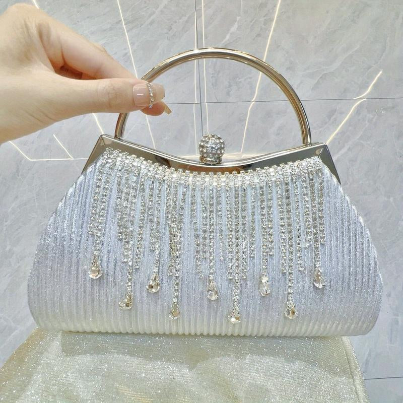 Ladies Sparkle Tassel Dinner Bag, Party Dress Handbag, One Shoulder Crossbody Party Bag, Shell Clutch Bag