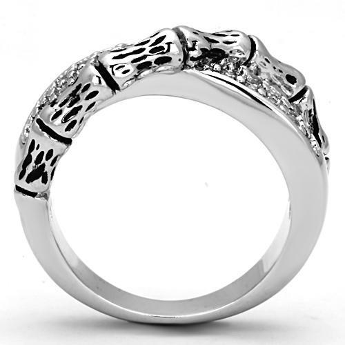 3W320 - Rhodium Brass Ring with AAA Grade CZ  in Clear