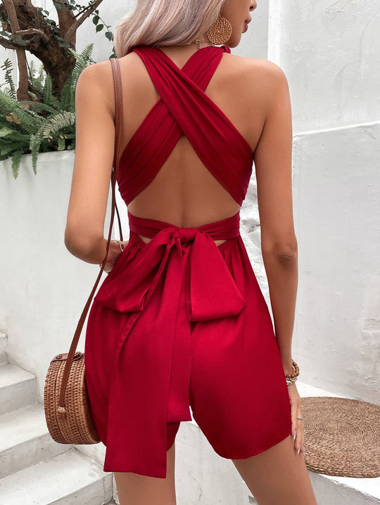 Honey Knot Detail Tie Back Romper