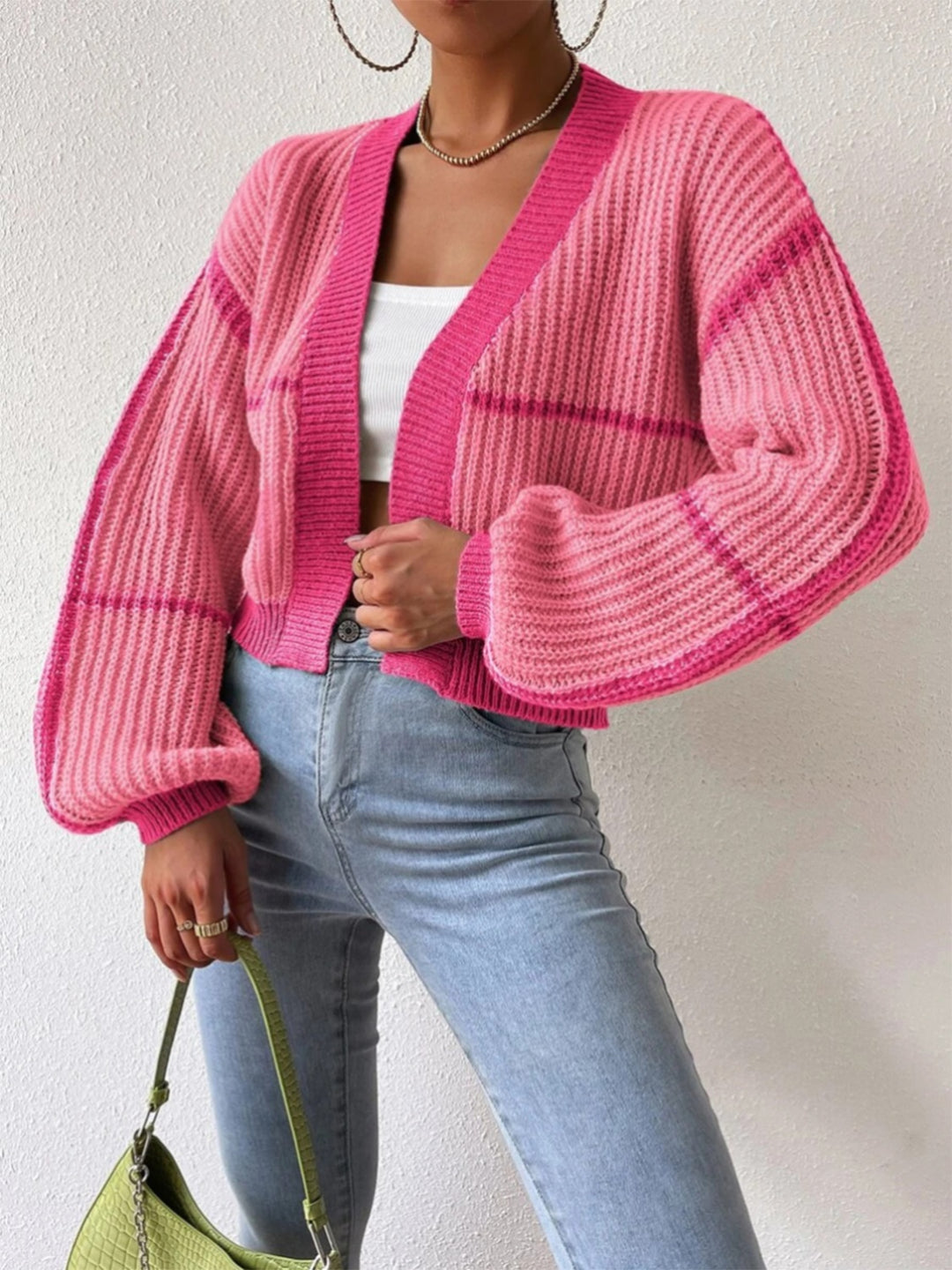 Open Front Dropped Shoulder Cardigan