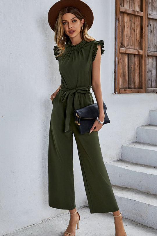 Butterfly Sleeve Tie Waist Jumpsuit