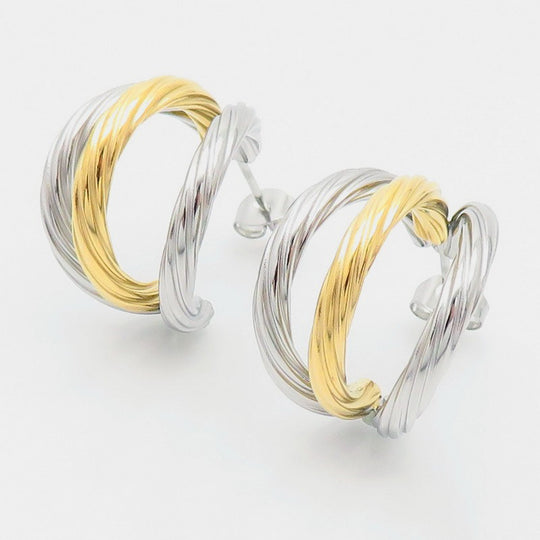 Titanium Steel Three-Layered C-Hoop Earrings