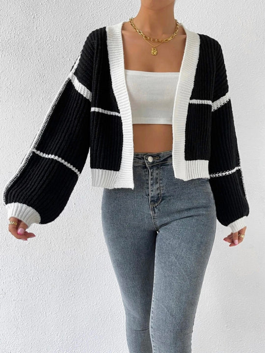 Open Front Dropped Shoulder Cardigan