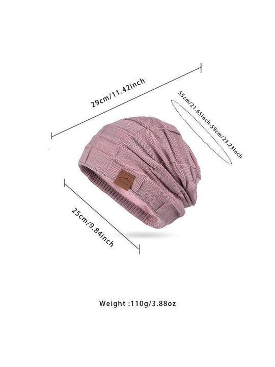 Women'S Solid Color Braided Beanie Hat, Casual Warm Thickened Knit Hat for Fall & Winter, Fashion Accessories for Women & Girls