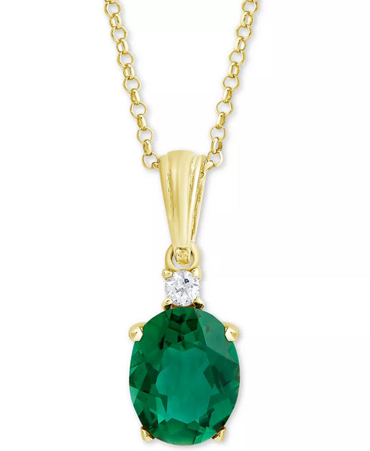 Green Quartz (2-3/8 Ct. T.W.) & White Topaz Accent 18" Pendant Necklace in 18K Gold-Plated Sterling Silver