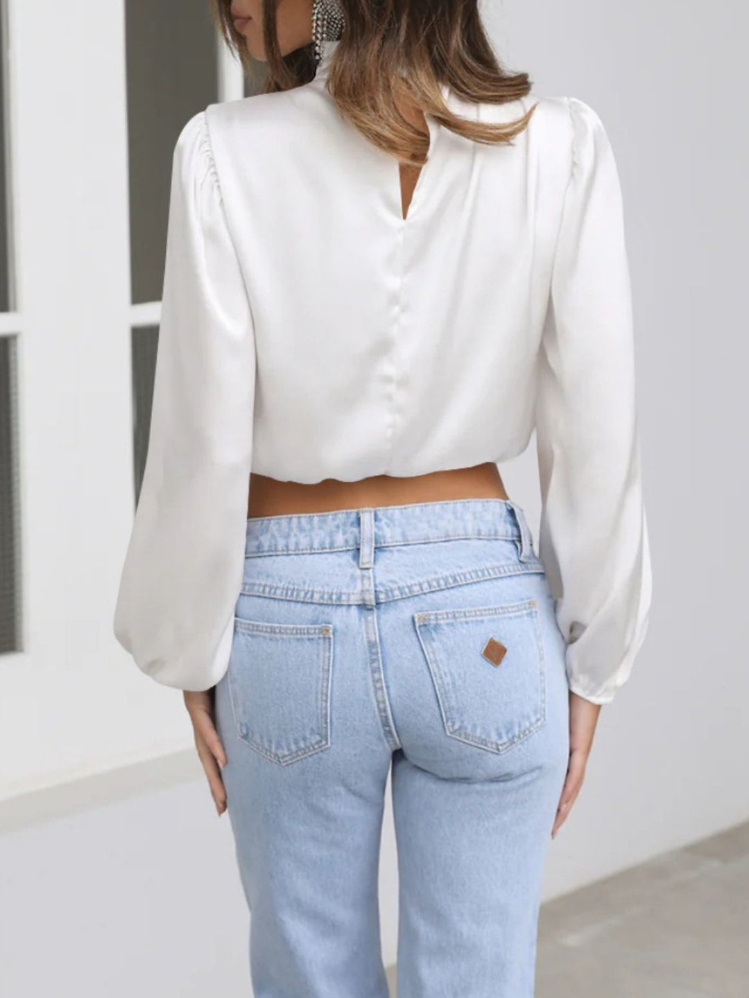 Turtleneck Balloon Sleeve Blouse