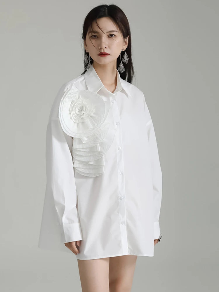 Sheltey Ruffle Flower Blouse - White