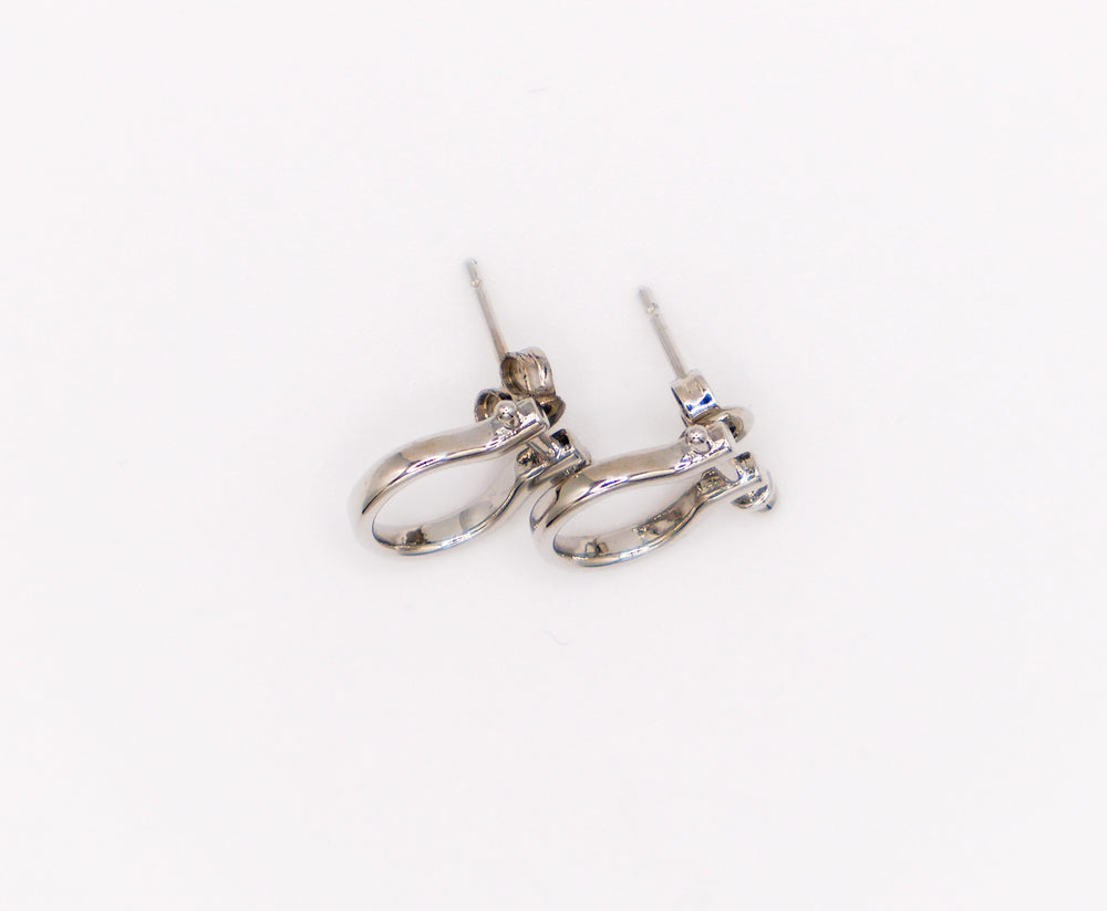 Whimsical White Gold Horseshoe Earrings-1