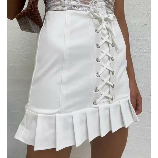 High Waist Lace-up Short Mini Skirt