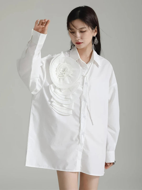 Sheltey Ruffle Flower Blouse - White