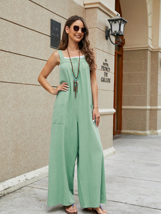 Square Neck Sleeveless Jumpsuit