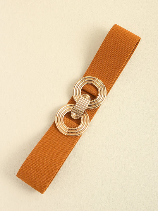 Geometric Buckle Elastic Wide Belt