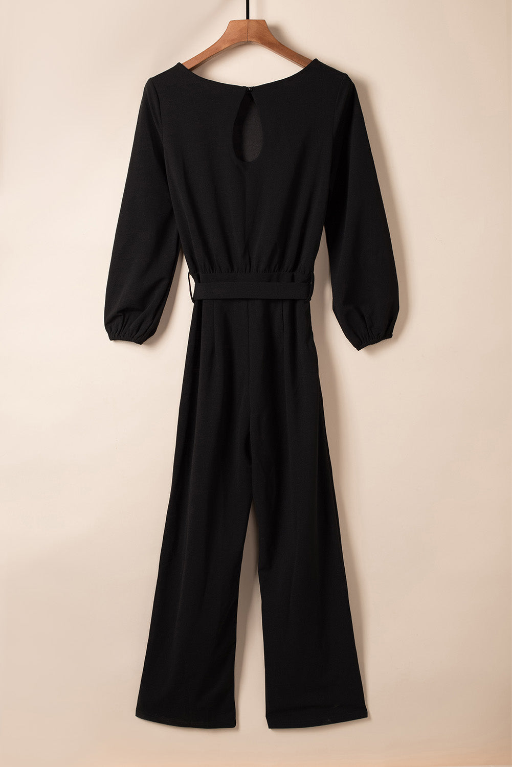 Boat Neck Tie Belt Jumpsuit