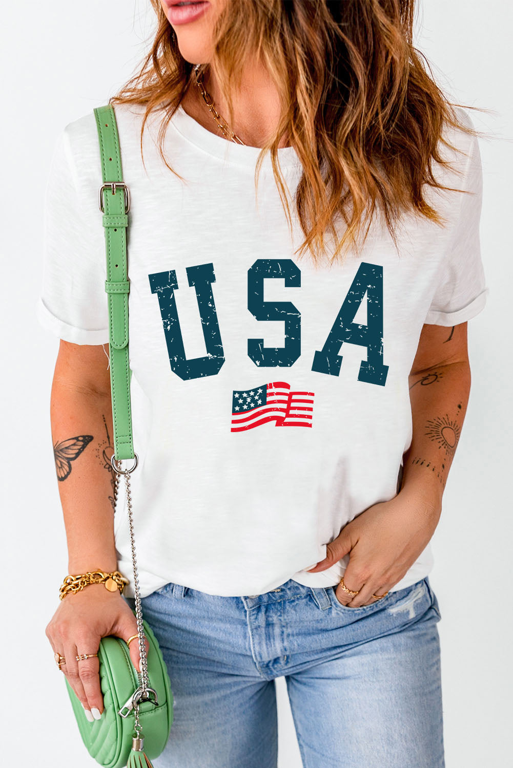 usa round neck short sleeve