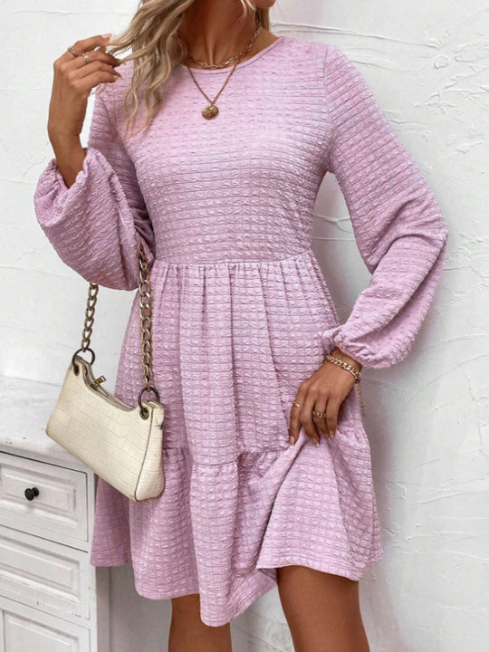 Round Neck Long Sleeve Mini Dress