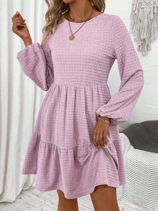 Round Neck Long Sleeve Mini Dress