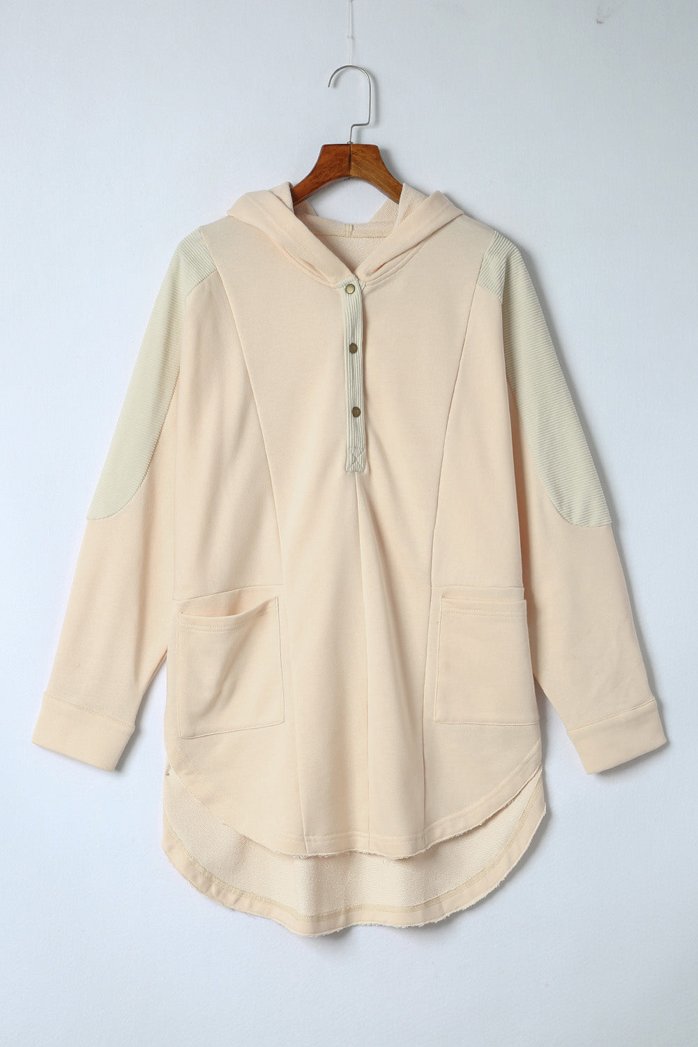 Long Sleeve Buttoned Hoodie with Pockets