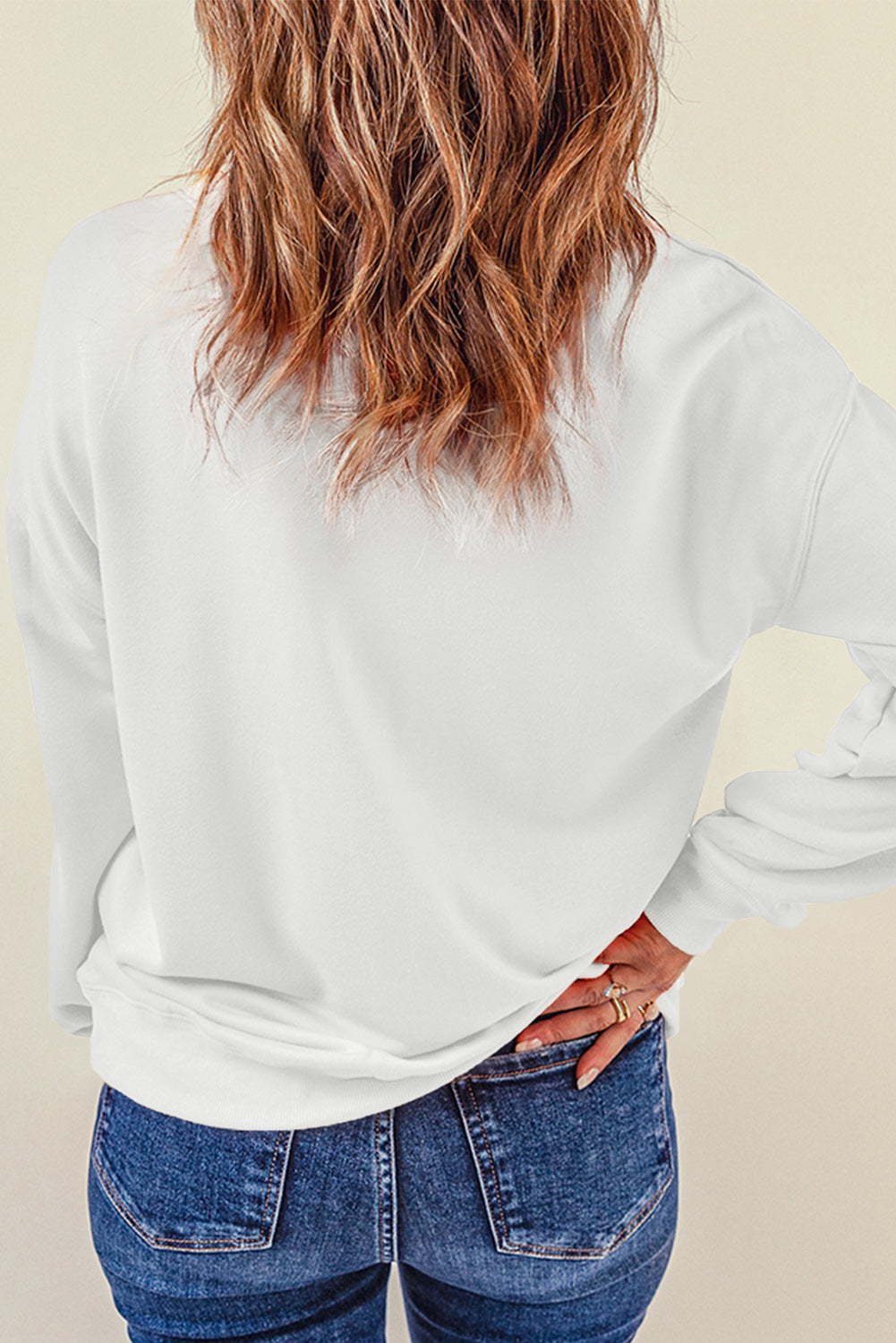 Round Neck Dropped Shoulder Sweatshirt