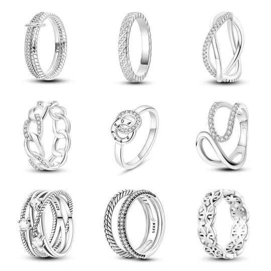 MULA Contemporary Geometric Rings Collection - 925 Silver with Bold Geometric Designs for Women, Perfect for Everyday Wear