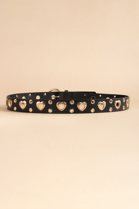 Heart Shape Alloy Detail PU Leather Belt