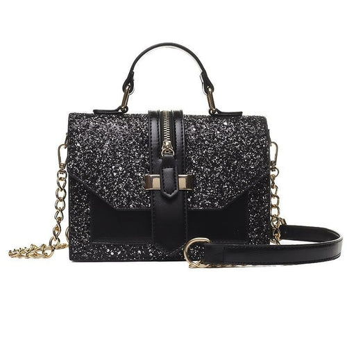 PU Chain Strap Sequin Messenger Bag For Women