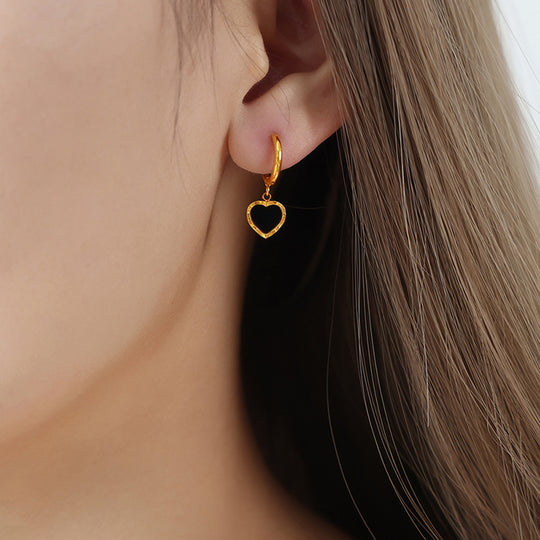 18K Gold-Plated Heart Drop Earrings