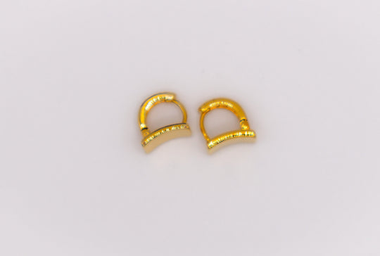 Golden Lock Rectangle Earrings-3