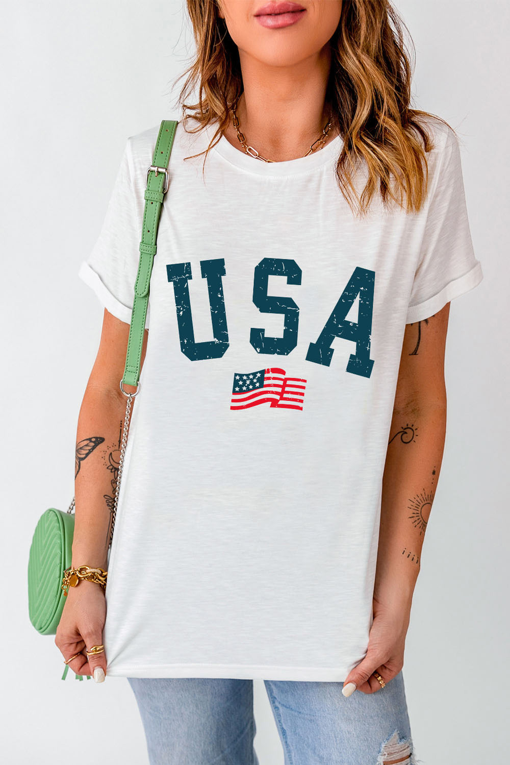 usa round neck short sleeve