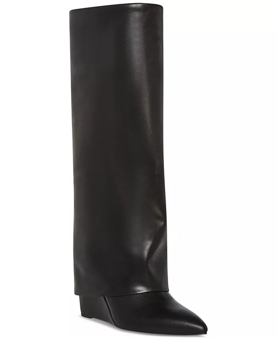 Evander Fold-Over Cuffed Knee High Wedge Dress Boots