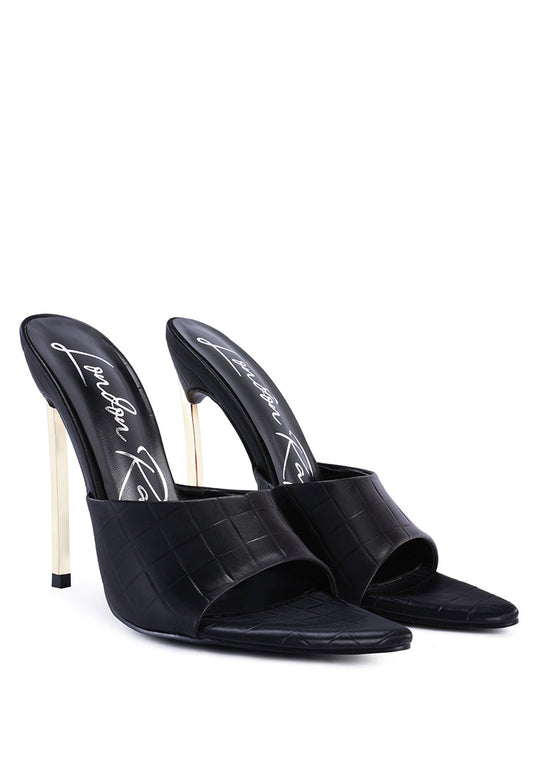 bottoms up strappy slip on stiletto heels