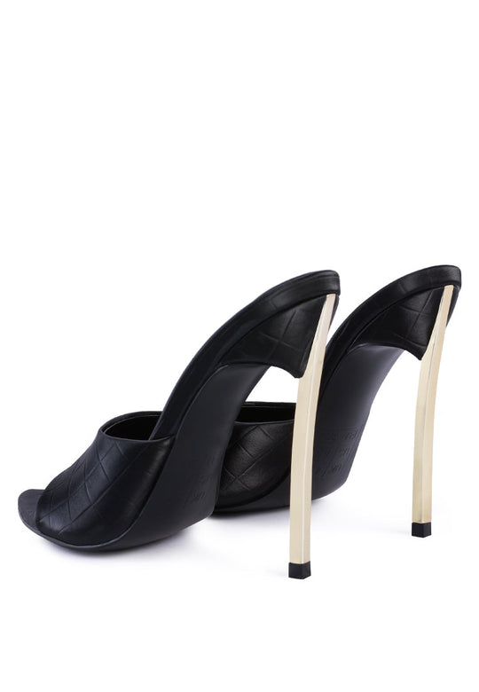 bottoms up strappy slip on stiletto heels