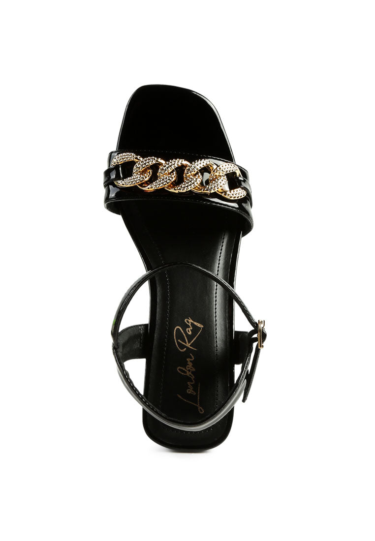 illusion metal chain link fantasy heel sandals