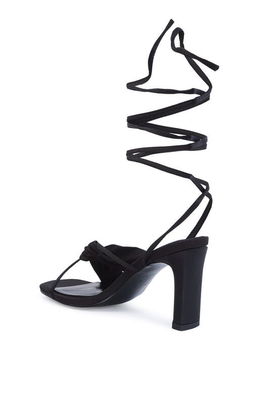 chasm satin ruched strap tie up sandals