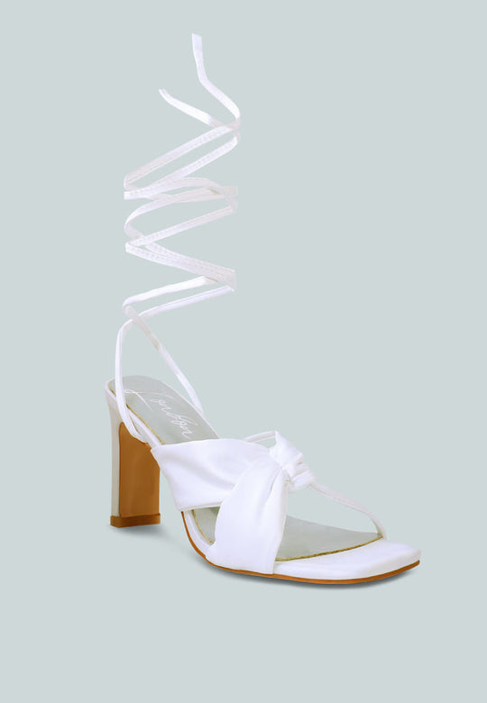 chasm satin ruched strap tie up sandals