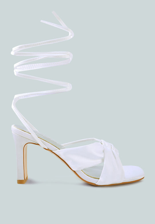 chasm satin ruched strap tie up sandals