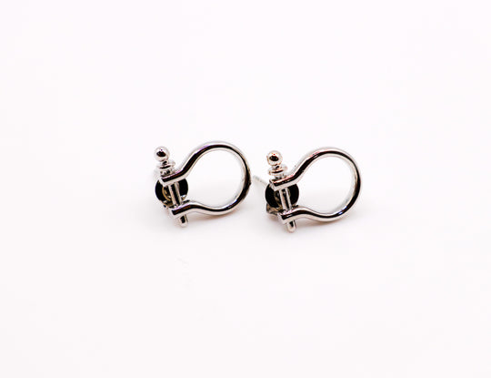 Whimsical White Gold Horseshoe Earrings-2