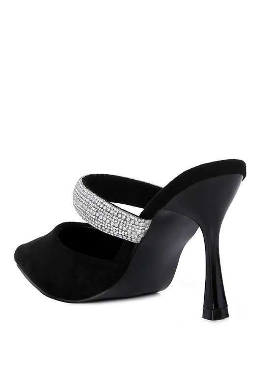 fauci diamante strap heeled mules