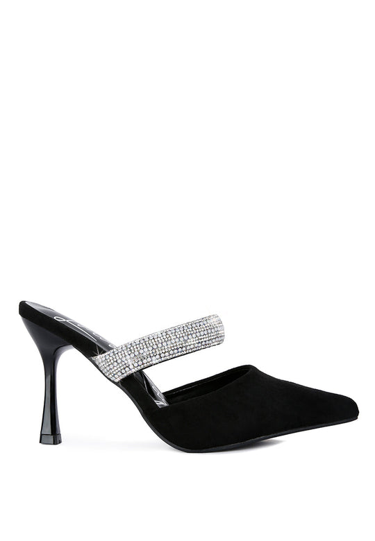 fauci diamante strap heeled mules