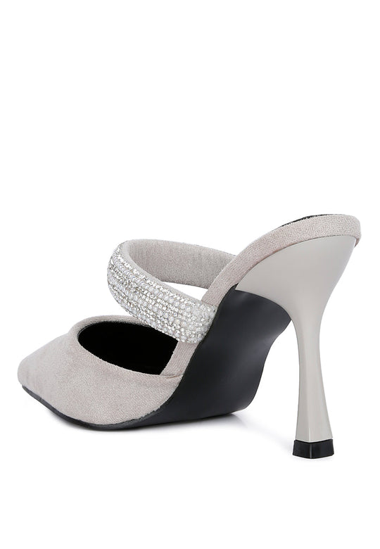 fauci diamante strap heeled mules